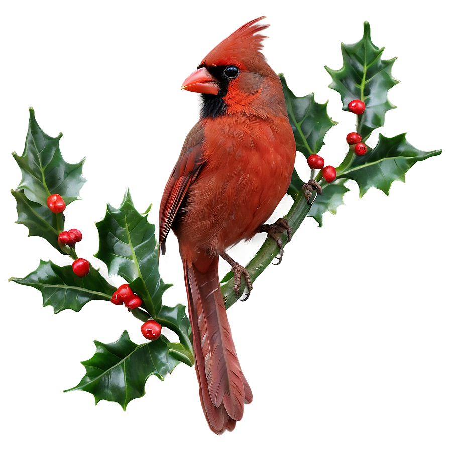 Cardinal And Holly Png 06252024 PNG Image