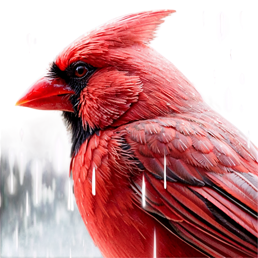 Cardinal Bird In Rain Png 20 PNG Image