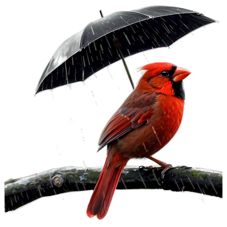 Cardinal Bird In Rain Png Mbf70 PNG Image