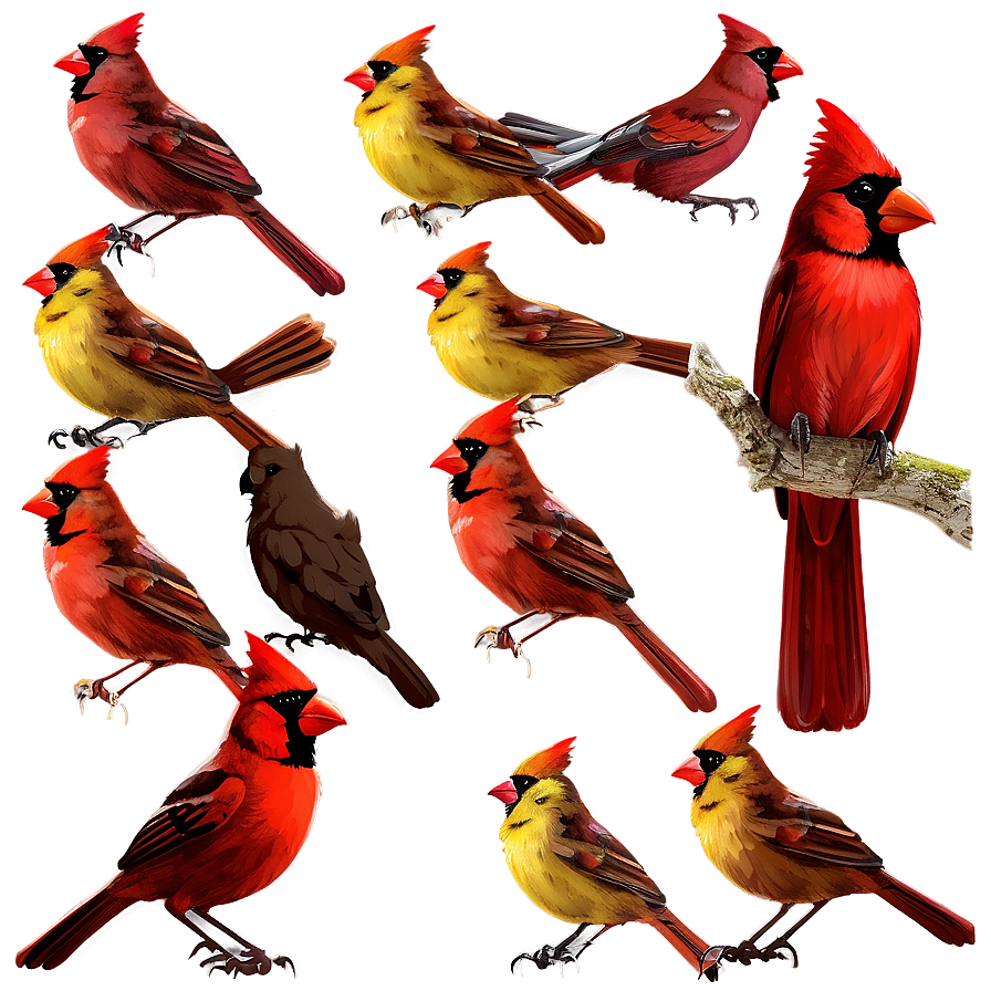 Cardinal Family Png Yay PNG Image