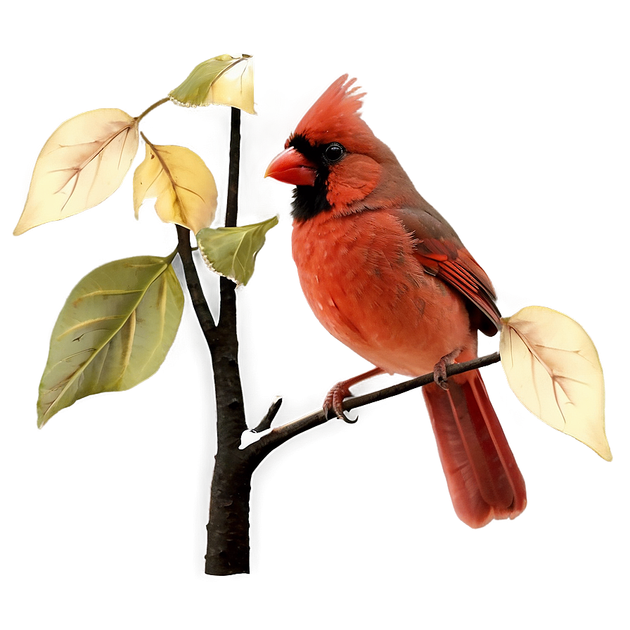 Cardinal In Autumn Leaves Png Cvc82 PNG Image