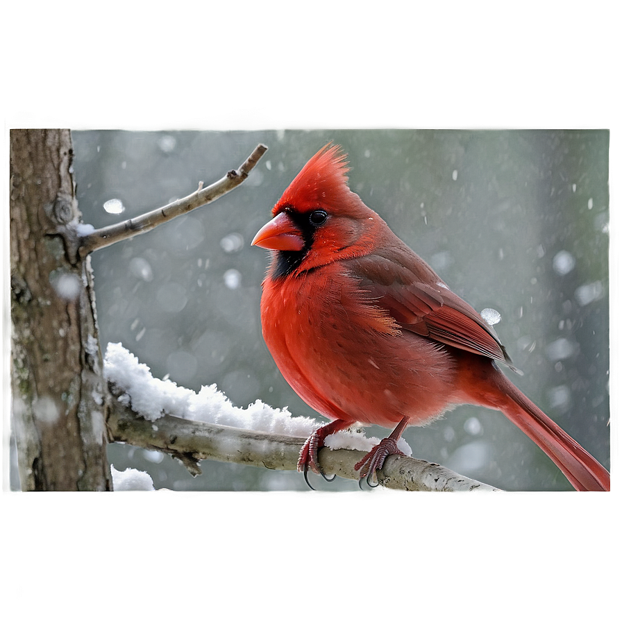 Cardinal In Snow Png Tll PNG Image