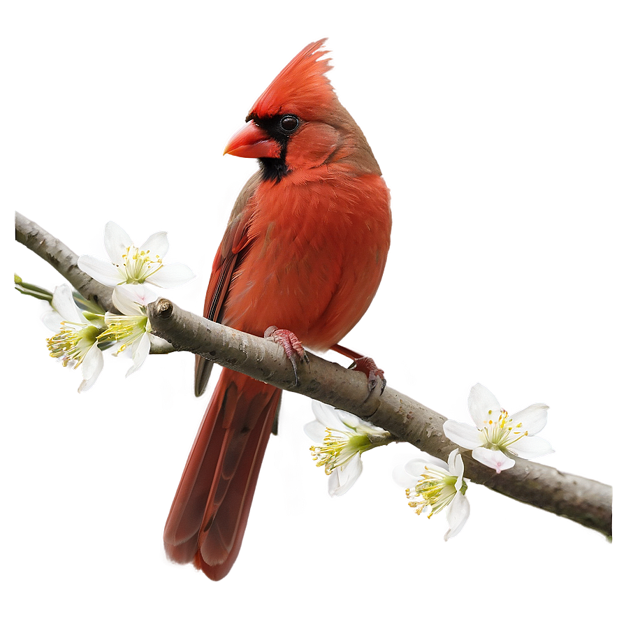 Cardinal On Flowering Tree Png Ddx PNG Image