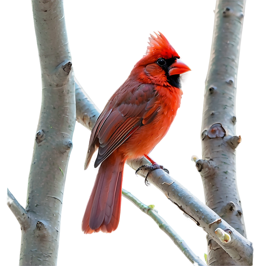 Cardinal On Flowering Tree Png Jrp54 PNG Image