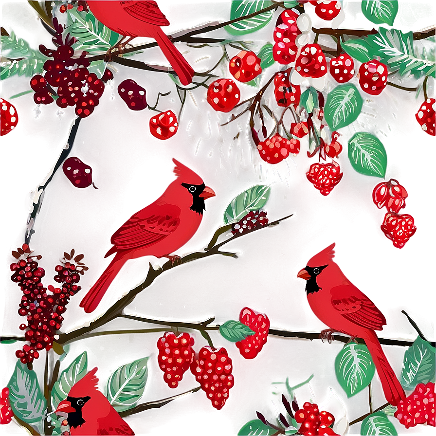 Cardinals And Berries Png Hmr PNG Image