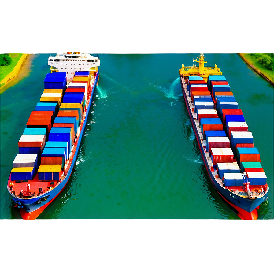 Cargo Ship In Canal Png Ajk PNG Image