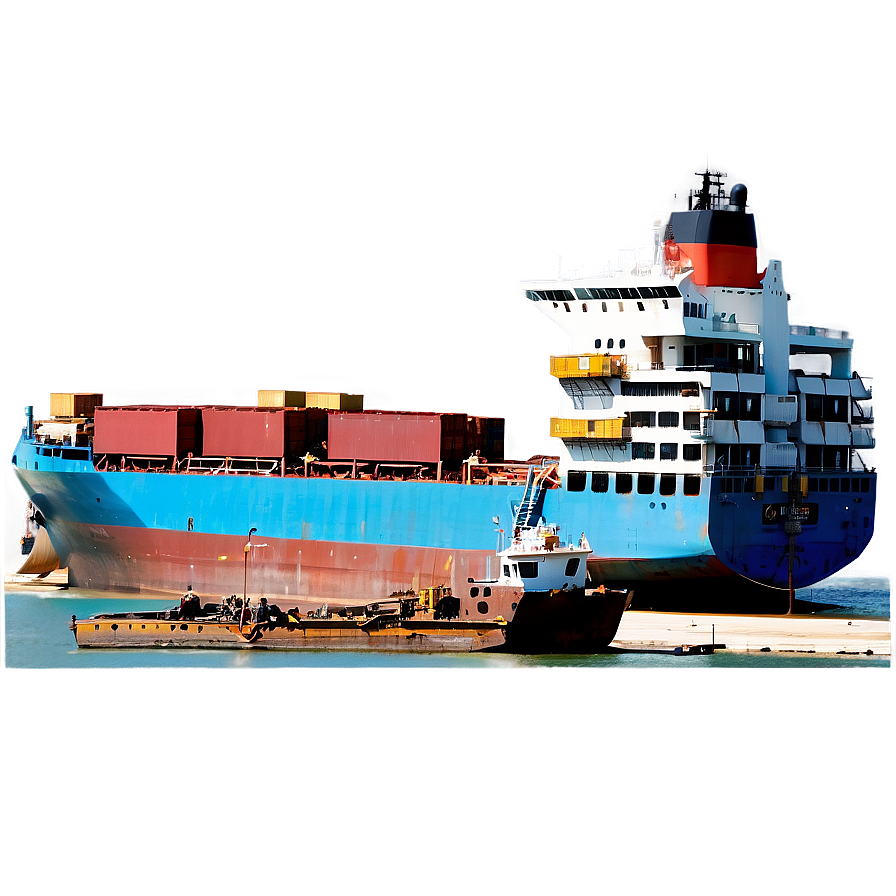 Cargo Ship In Canal Png Xik PNG Image