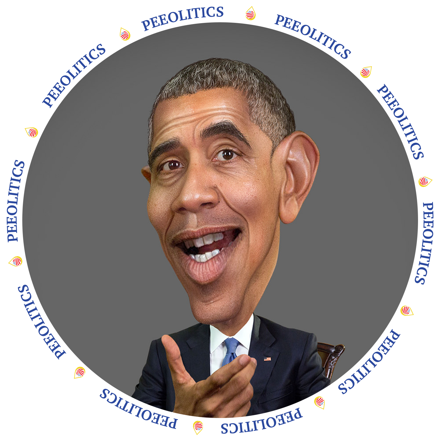 Caricature_of_ Barack_ Obama_ Speaking PNG Image