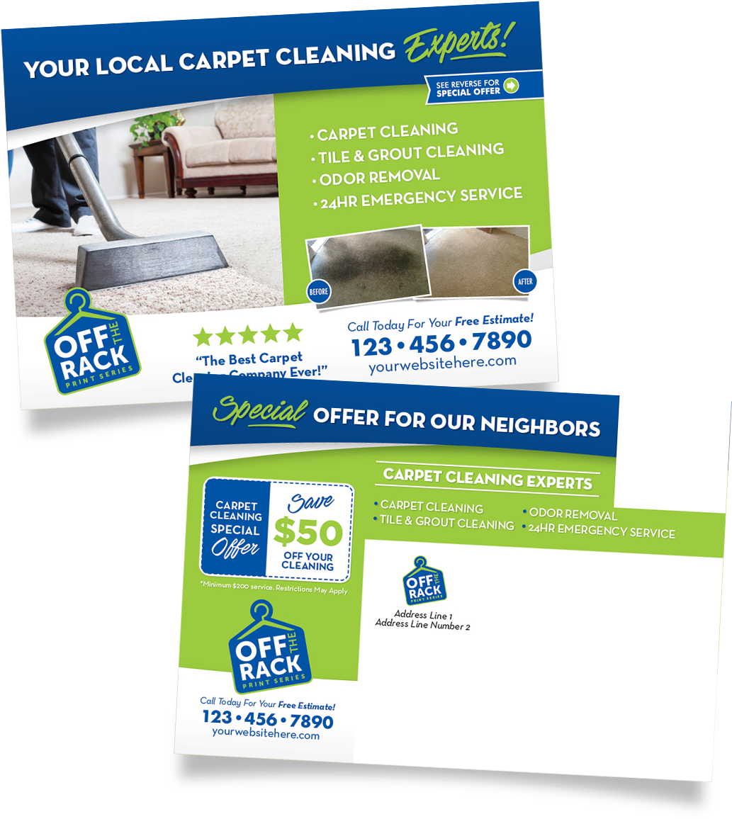 Carpet Cleaning Service Postcard Design PNG Image