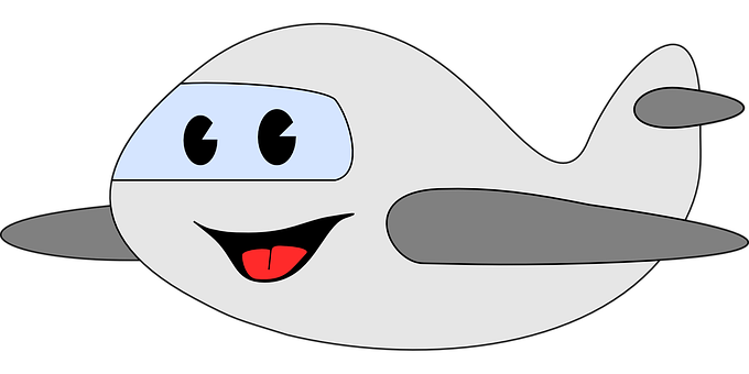 Cartoon Airplane Smiling Face PNG Image