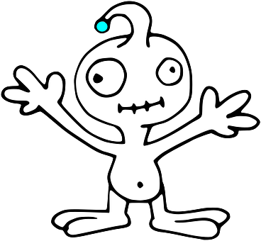 Cartoon Alien Greeting PNG Image