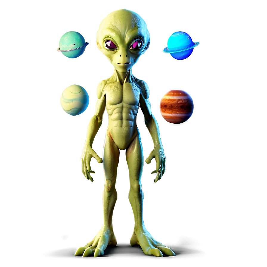 Cartoon Alien With Planets Png Lrp PNG Image