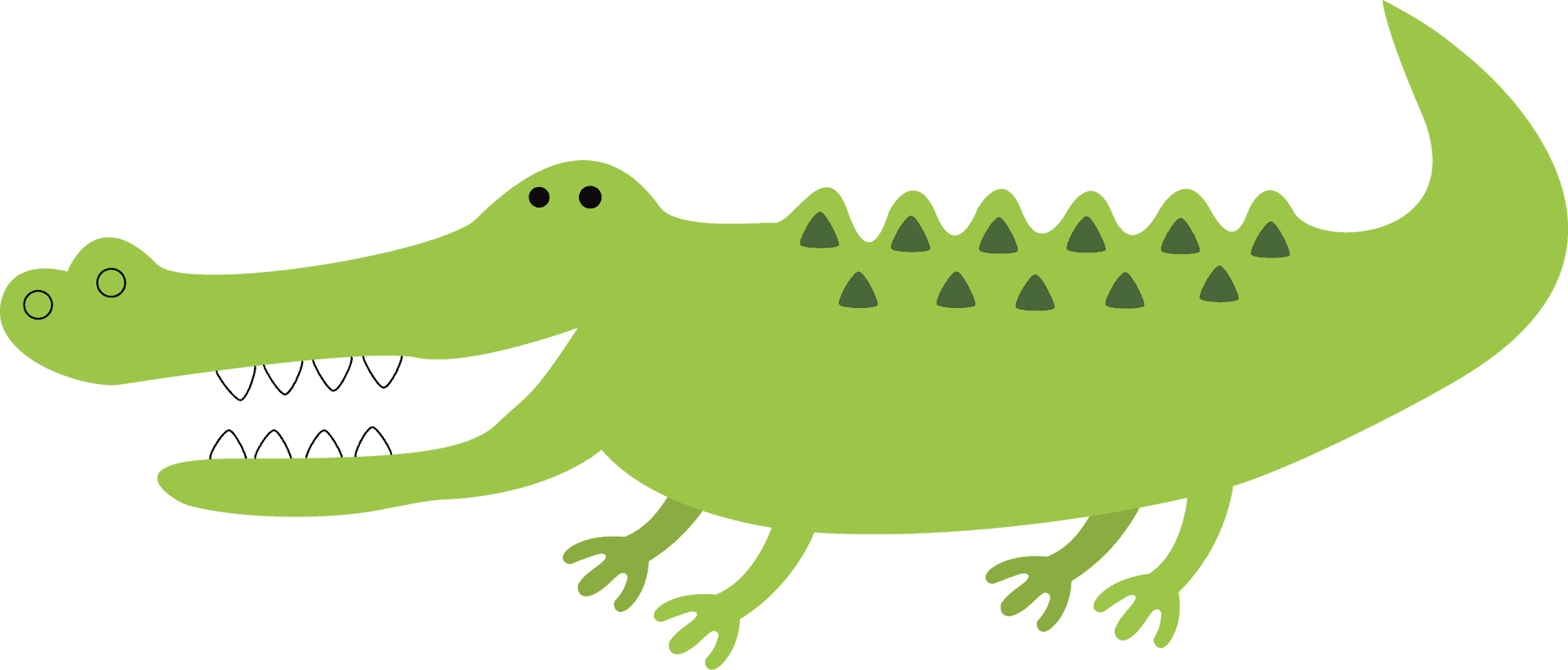 Cartoon Alligator Green Graphic PNG Image