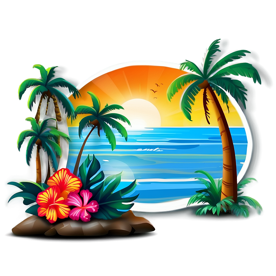 Cartoon Aloha Scene Png Yyy PNG Image