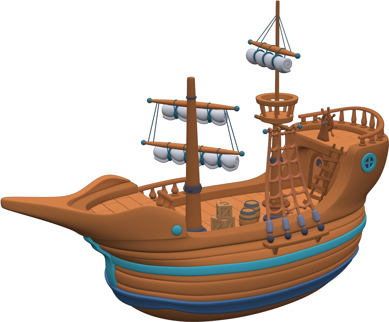 Cartoon Ancient Sailboat Model.png PNG Image