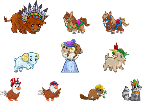 Cartoon Animalsin Costumes PNG Image