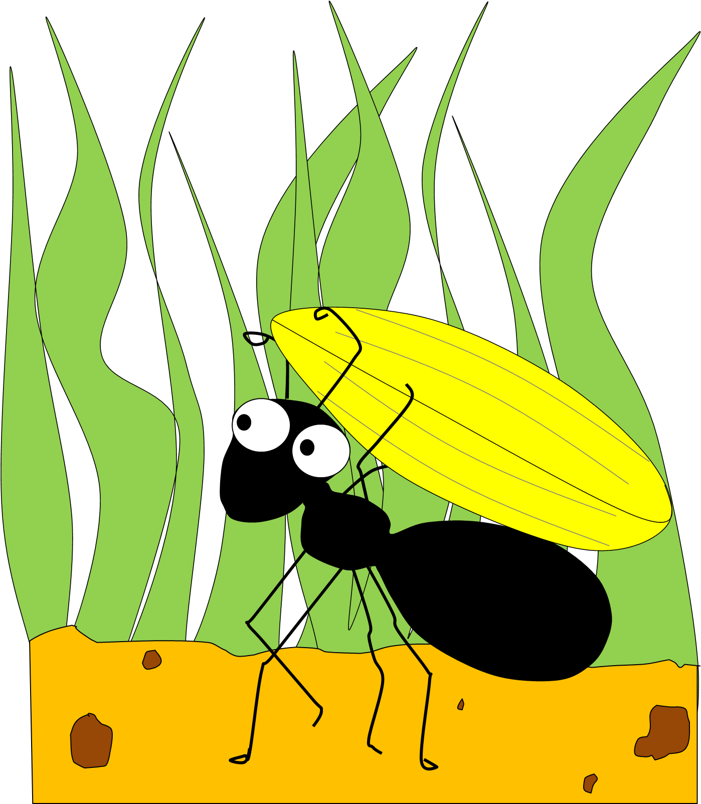 Cartoon Ant Holding Leaf PNG Image