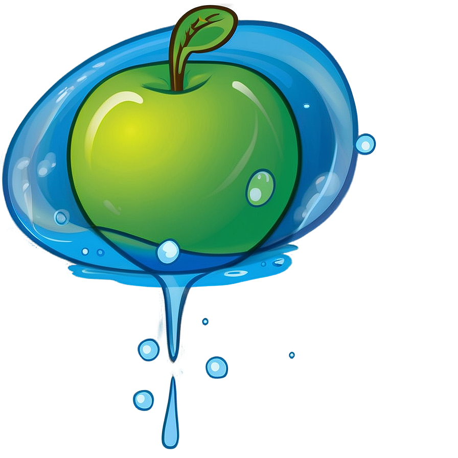 Cartoon Apple In Water Png Kyt75 PNG Image