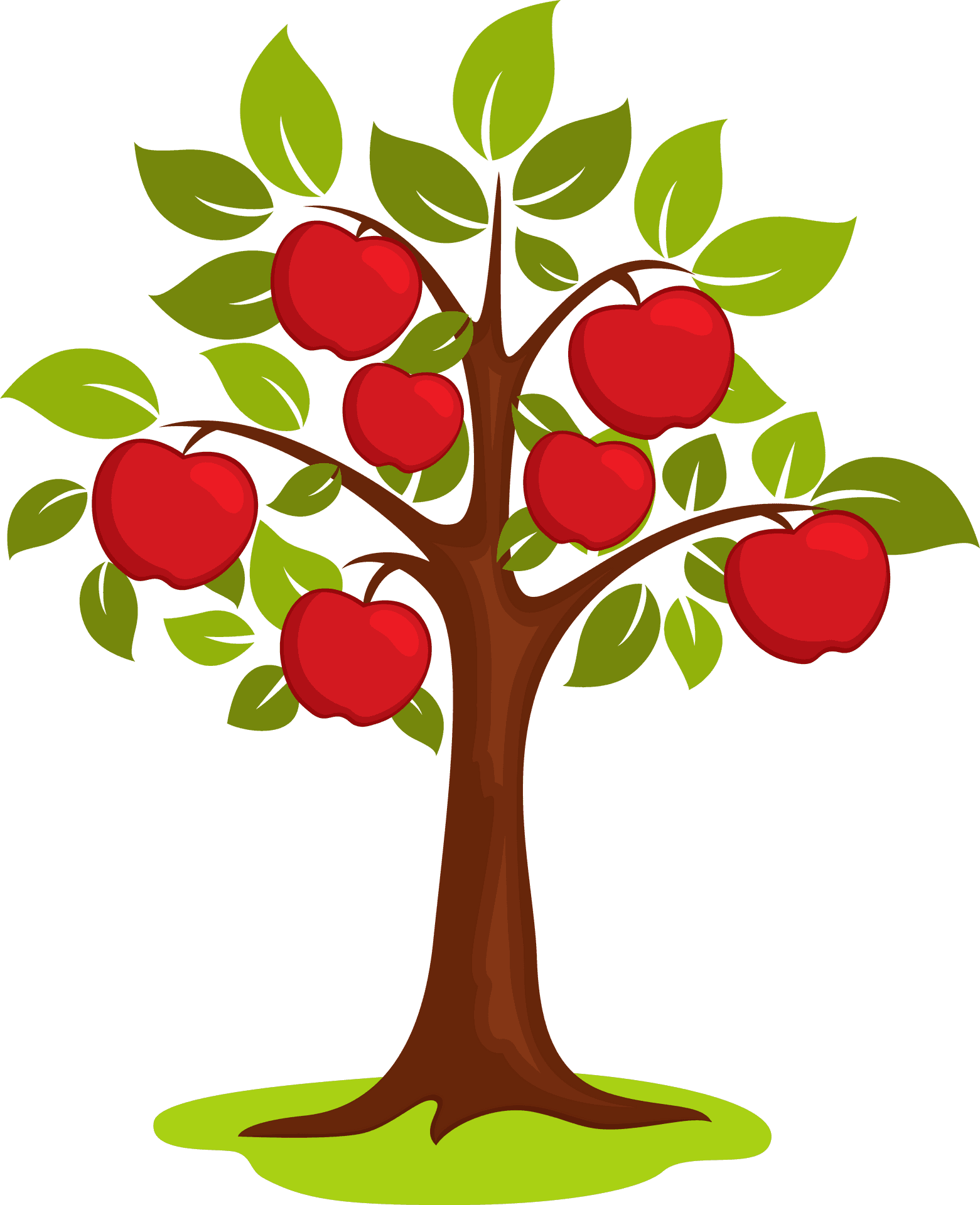 Cartoon Apple Tree Fullof Red Apples PNG Image