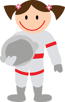 Cartoon Astronaut Girl Illustration PNG Image