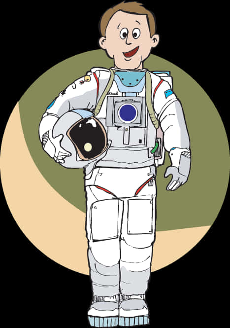 Cartoon_ Astronaut_ Holding_ Helmet PNG Image