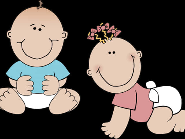 Cartoon Baby Boyand Girl PNG Image