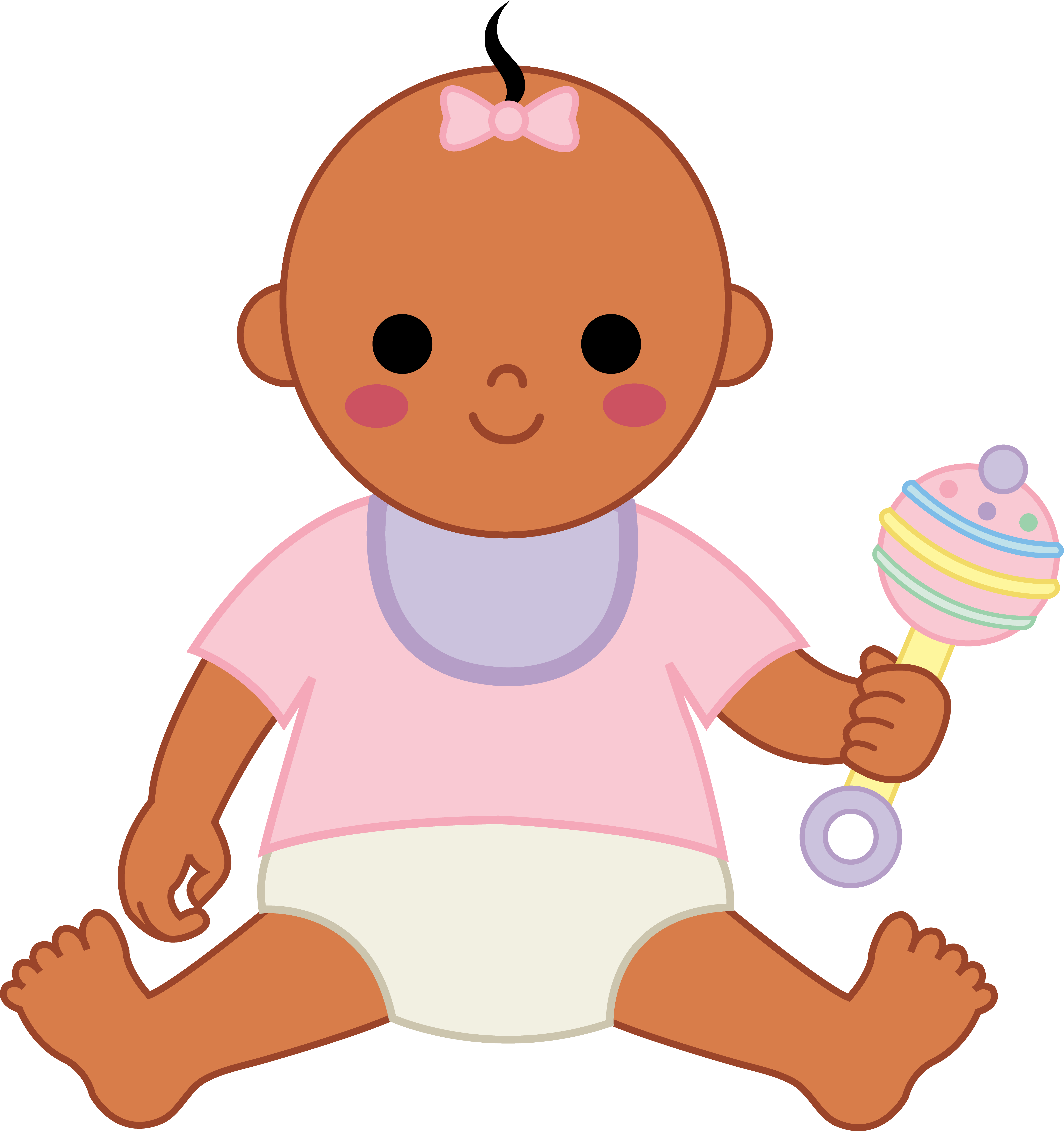 Cartoon Baby Doll With Rattle.png PNG Image