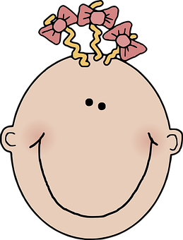 Cartoon Baby Facewith Bows PNG Image