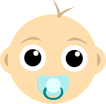 Cartoon Baby Facewith Pacifier PNG Image