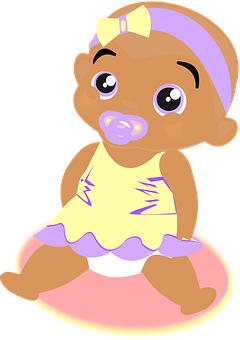 Cartoon Baby Girlwith Pacifier PNG Image