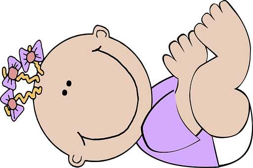 Cartoon Baby Wearing Purple Dress PNG Image