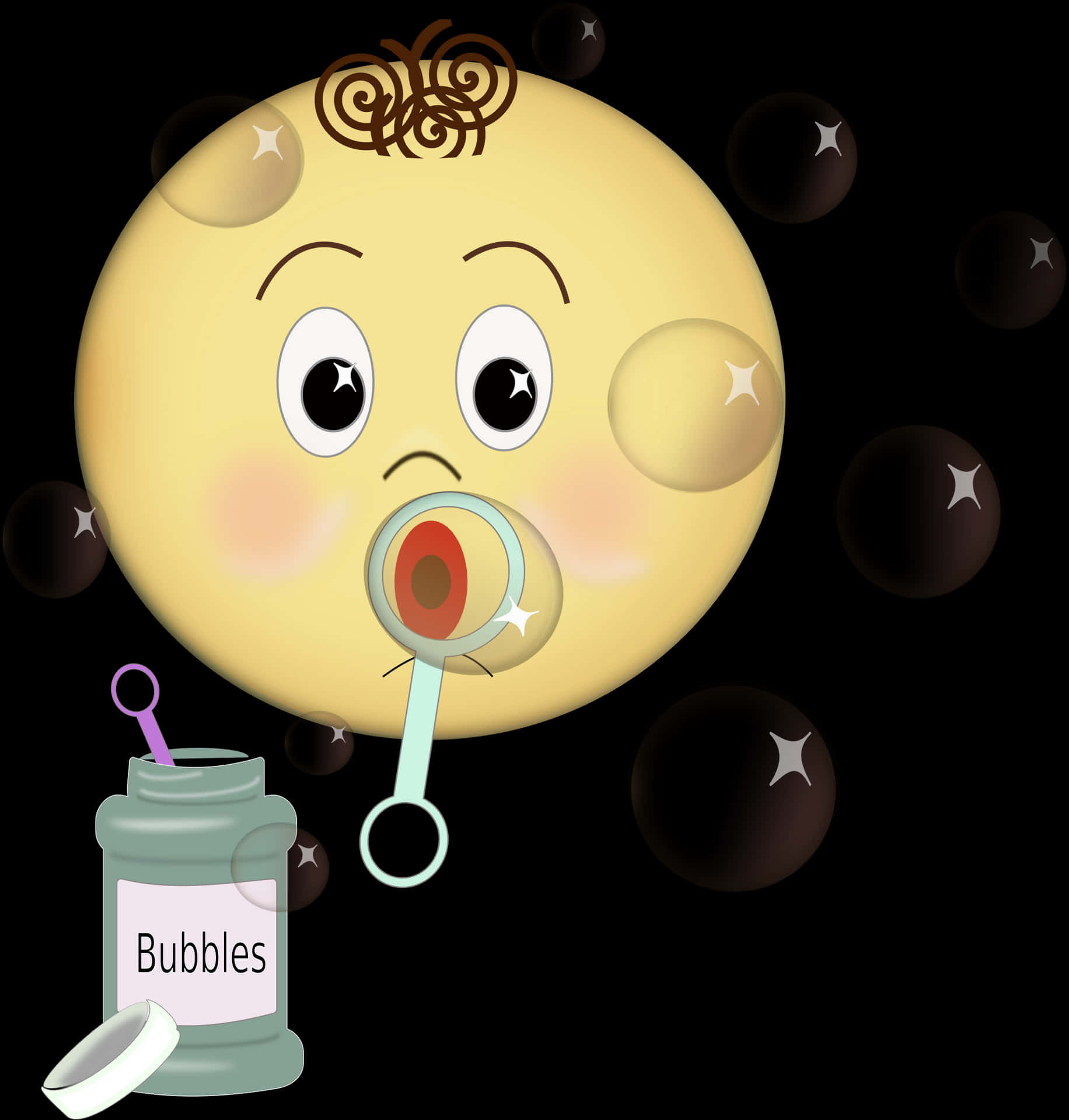 Cartoon Baby With Bubbles PNG Image