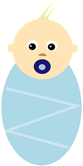 Cartoon Baby With Pacifier PNG Image