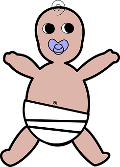 Cartoon Baby With Pacifier PNG Image