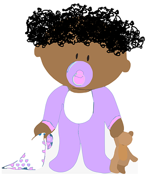 Cartoon Baby With Pacifierand Teddy Bear PNG Image