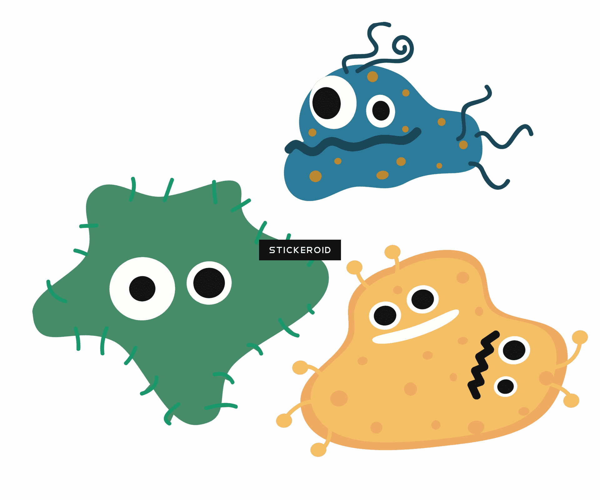 Cartoon Bacteria Friends PNG Image