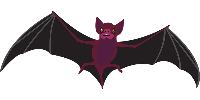 Cartoon Bat Spreading Wings PNG Image