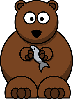 Cartoon Bear Holding Fish PNG Image