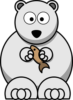 Cartoon Bear Holding Fish PNG Image