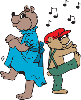 Cartoon Bears Dancing PNG Image