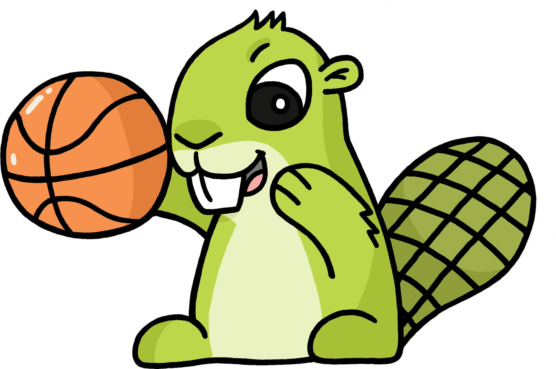 Cartoon Beaver Playing Basketball PNG Image