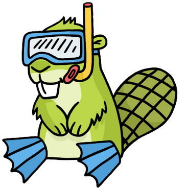 Cartoon Beaver Readyfor Snorkeling PNG Image