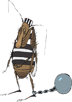 Cartoon Bee Prisonerwith Ball Chain PNG Image