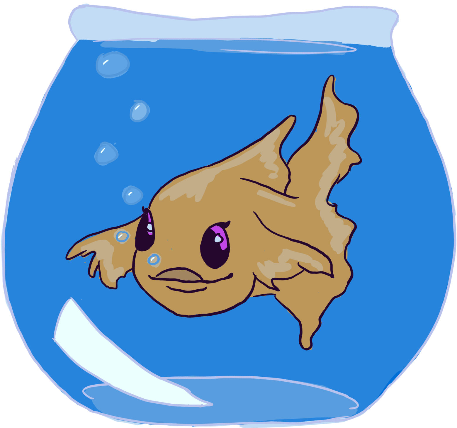 Cartoon Betta Fishin Bowl PNG Image