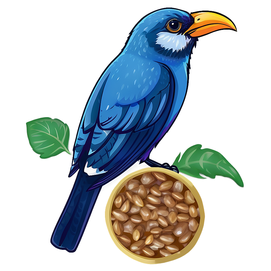 Cartoon Bird Eating Seed Png 06202024 PNG Image