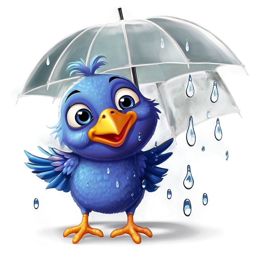 Cartoon Bird In Rain Png Jni PNG Image