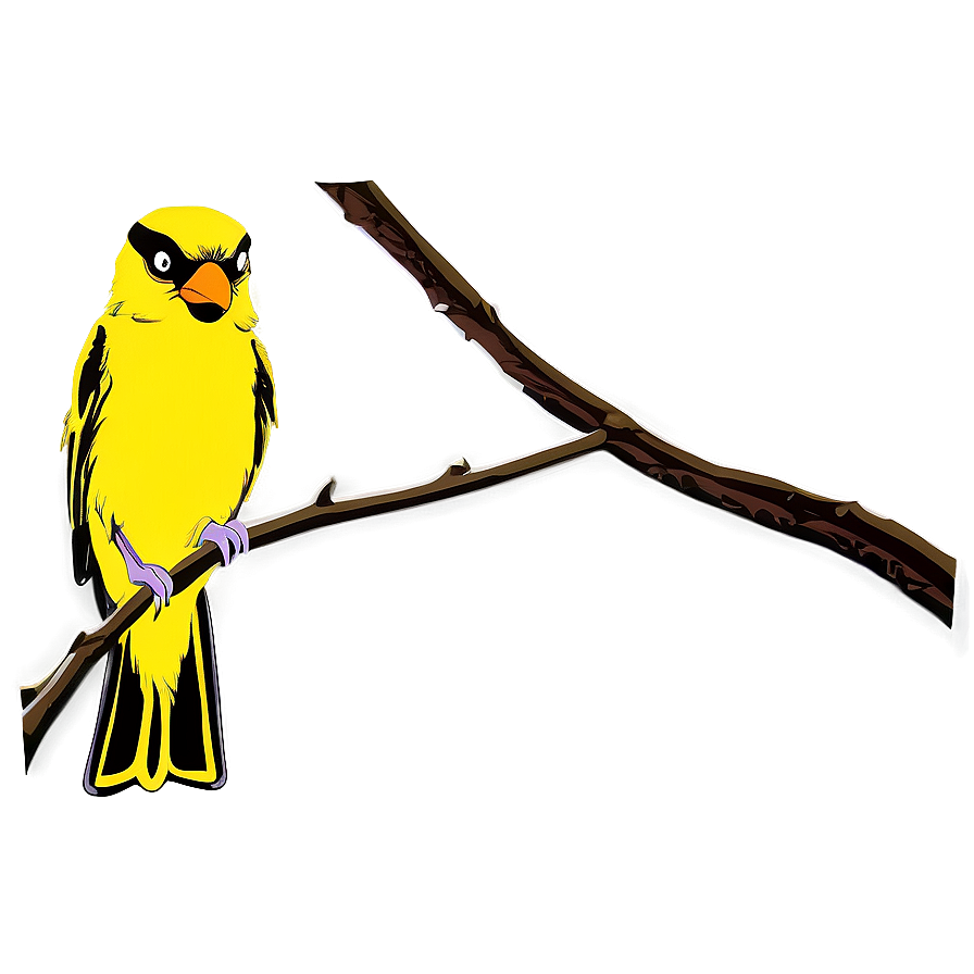 Cartoon Bird On Branch Png Qhi PNG Image