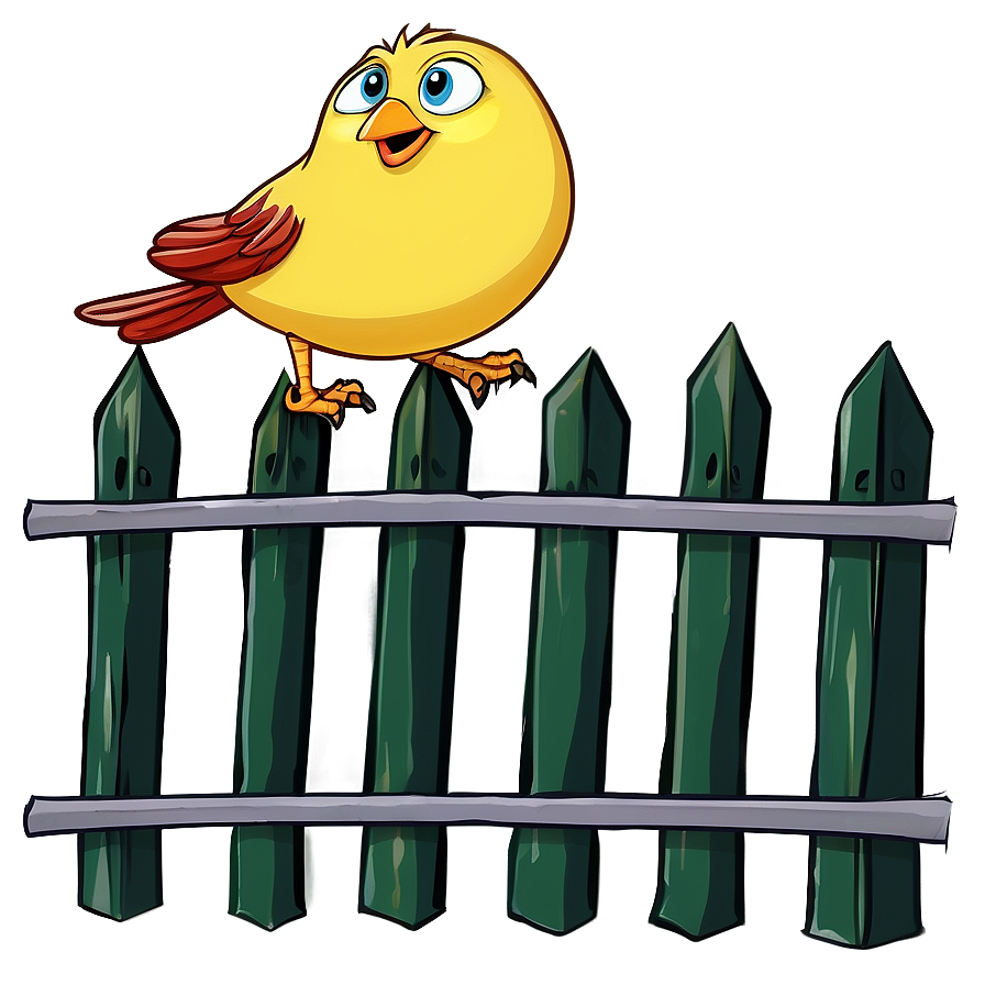 Cartoon Bird On Fence Png Dph45 PNG Image