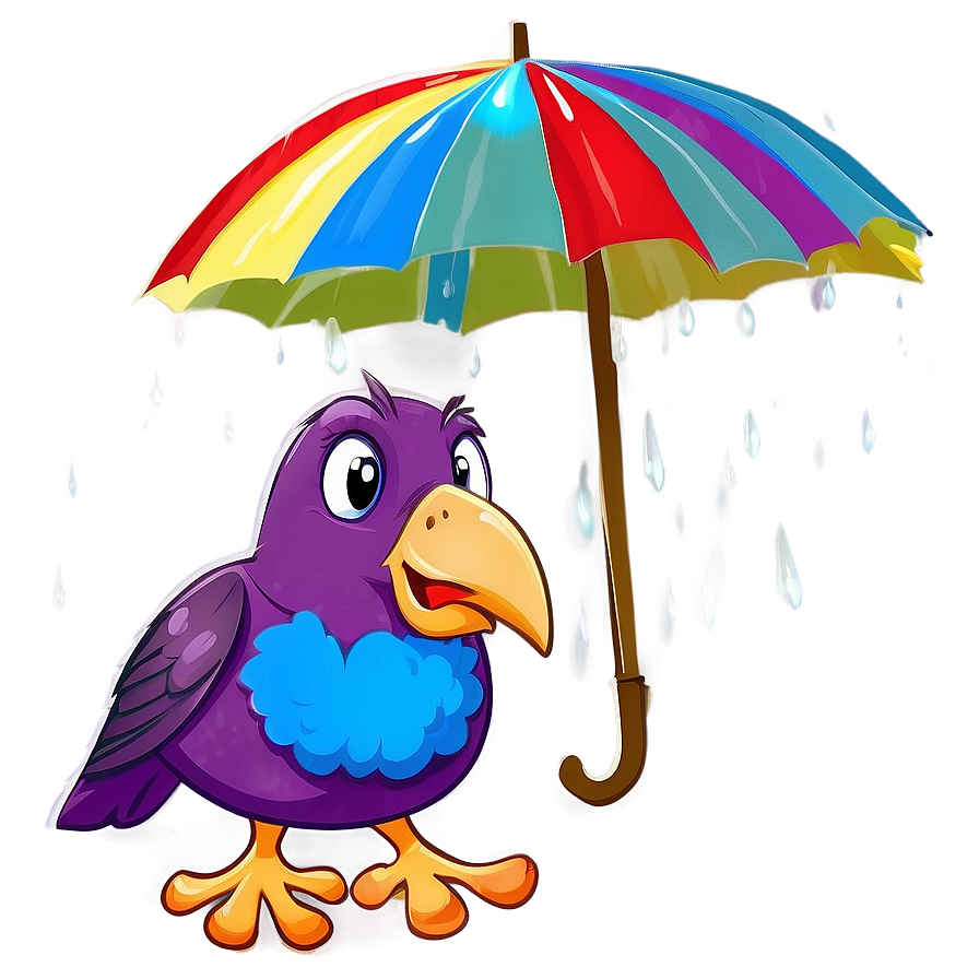 Cartoon Bird Under Umbrella Png Rnt68 PNG Image