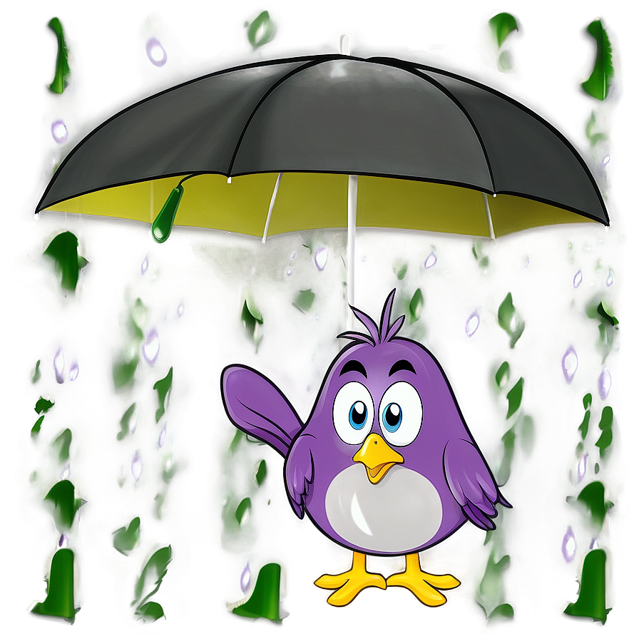 Cartoon Bird Under Umbrella Png Wgl PNG Image